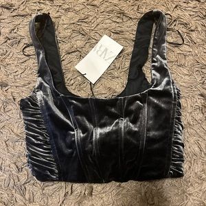 Grey Zara velvet corset crop top